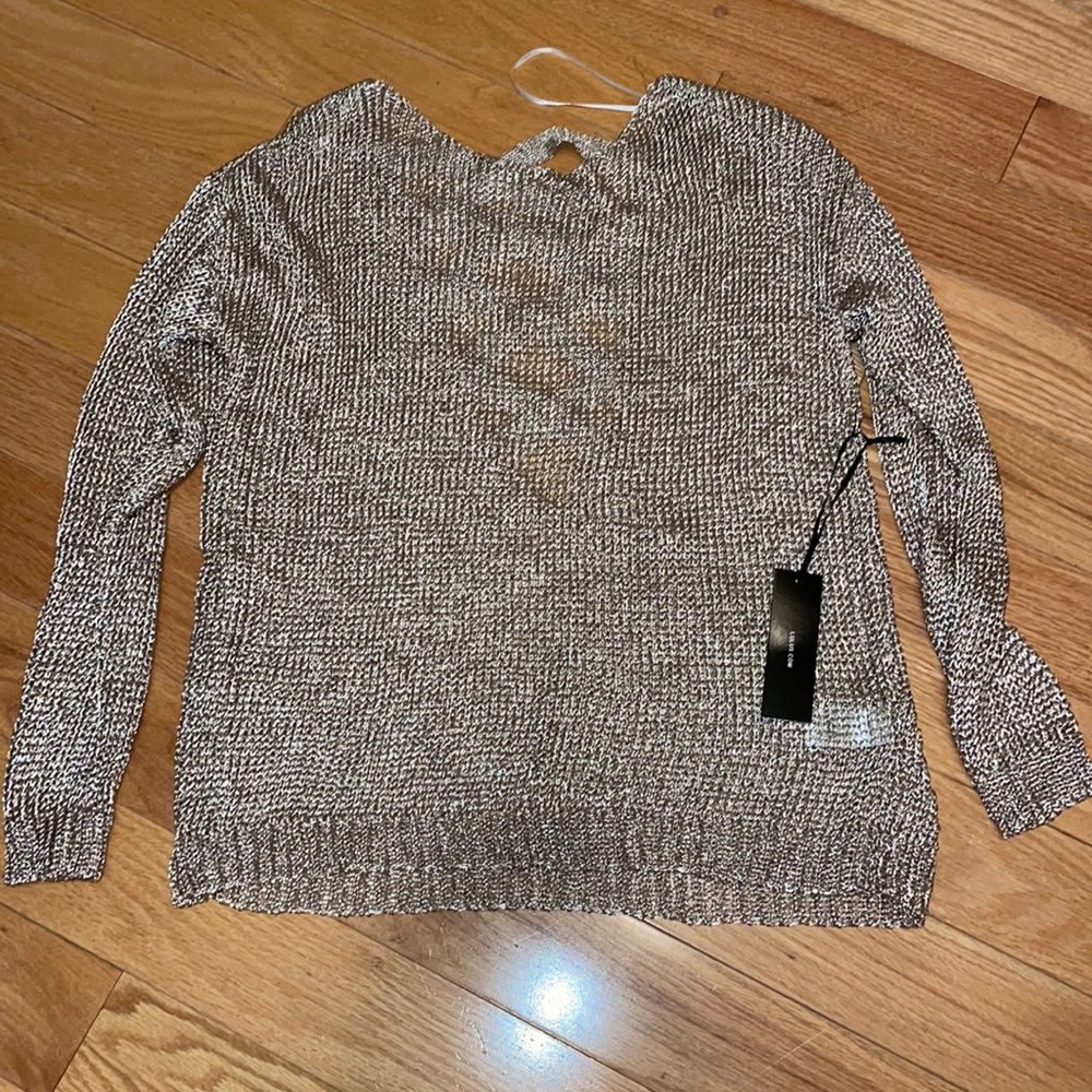 Lulus sparkly criss cross back sweater rose gold silver ish- never worn - Picture 5 of 7